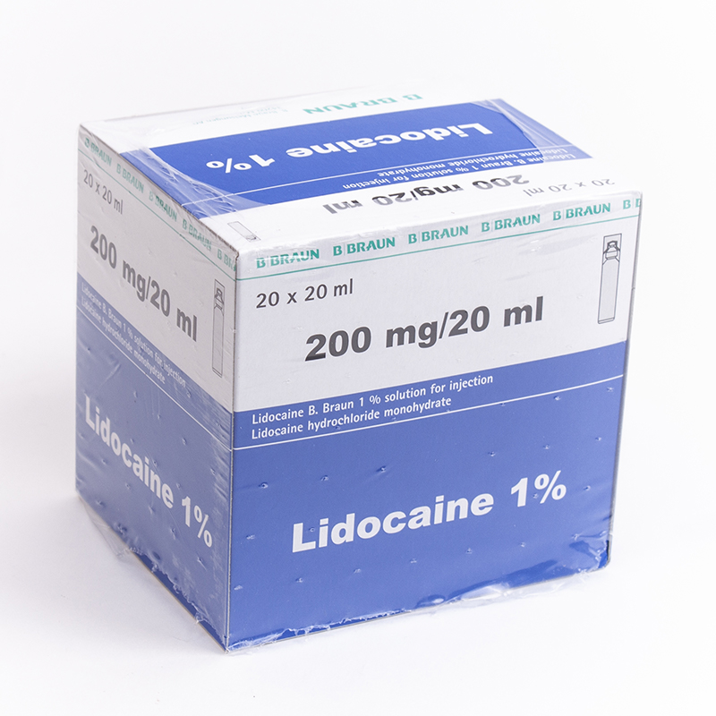 45607 lidocaïne HCl 1 %, pour injection, ampoule de 20 ml